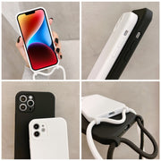 For iPhone 14 Crossbody Lanyard Liquid Silicone Case(Red)