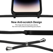 For iPhone 14 Pro Max Crossbody Lanyard Liquid Silicone Case(Black)