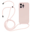 For iPhone 14 Pro Max Crossbody Lanyard Liquid Silicone Case(Sand Pink) - iPhone 14 Pro Max Cases by PMC TechLife | Online Shopping South Africa | PMC TechLife