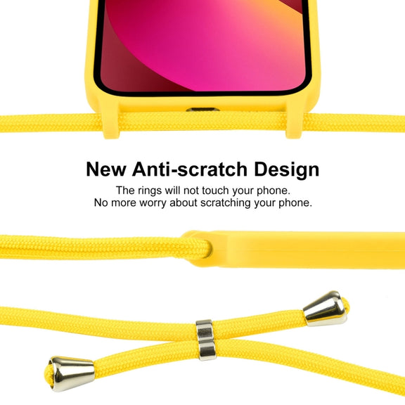 For iPhone 13 Crossbody Lanyard Liquid Silicone Case(Yellow)