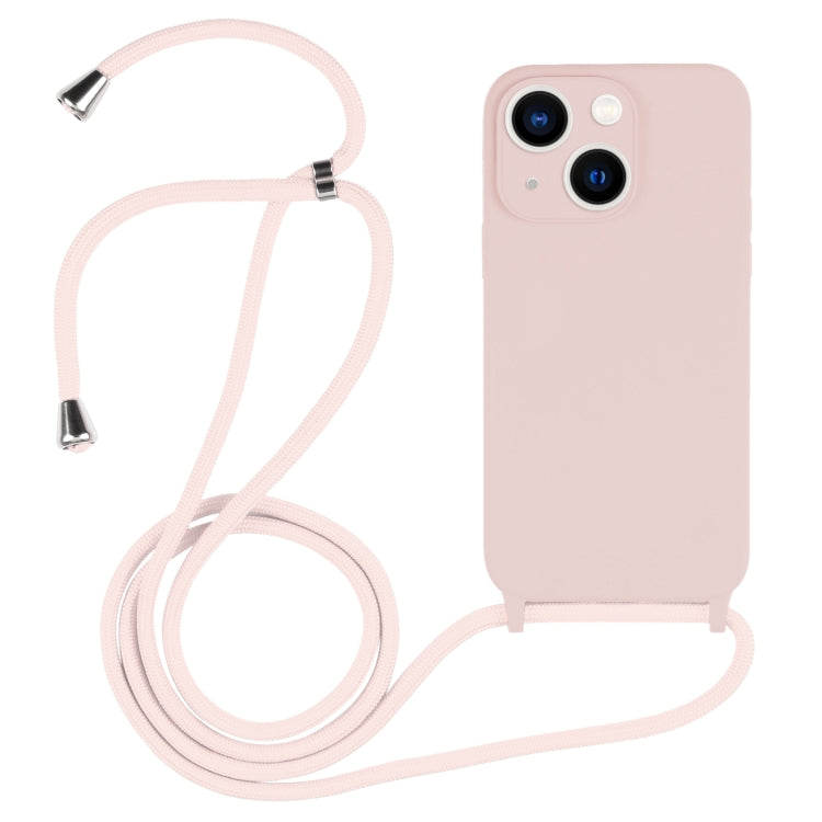 For iPhone 13 Crossbody Lanyard Liquid Silicone Case(Sand Pink) - iPhone 13 Cases by PMC TechLife | Online Shopping South Africa | PMC TechLife | Buy Now Pay Later Mobicred