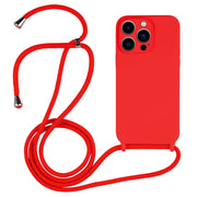 For iPhone 13 Pro Max Crossbody Lanyard Liquid Silicone Case(Red)