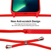For iPhone 13 Pro Max Crossbody Lanyard Liquid Silicone Case(Red)