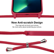 For iPhone 13 Pro Max Crossbody Lanyard Liquid Silicone Case(Rose Red)