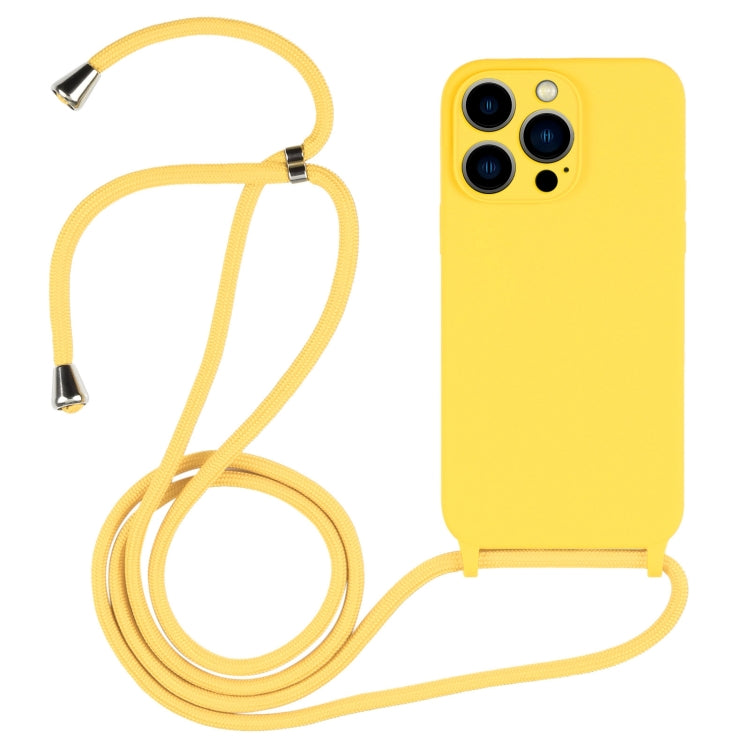 For iPhone 13 Pro Max Crossbody Lanyard Liquid Silicone Case(Yellow) - free shipping - PMC TechLife - Order now!