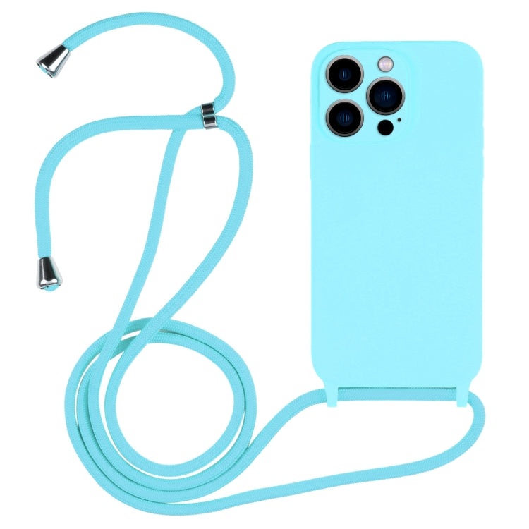 For iPhone 13 Pro Max Crossbody Lanyard Liquid Silicone Case(Ice Blue) - free shipping - PMC TechLife - Order now!