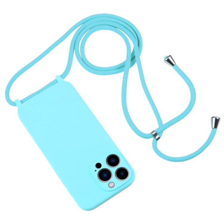 For iPhone 13 Pro Max Crossbody Lanyard Liquid Silicone Case(Ice Blue) - free shipping - PMC TechLife - Order now!