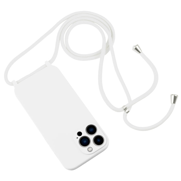For iPhone 13 Pro Max Crossbody Lanyard Liquid Silicone Case(White) - free shipping - PMC TechLife - Order now!