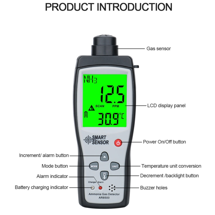 SmartSensor AR8500 Handheld Ammonia Gas NH3 Detector Meter - Air & Water Quality Tester by PMC TechLife | Online Shopping South Africa | PMC TechLife