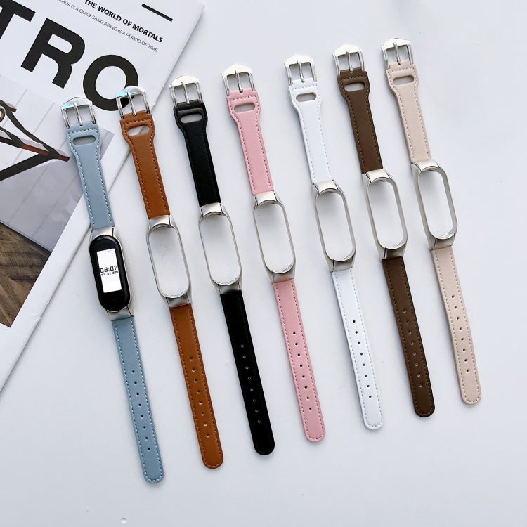 For Xiaomi Mi Band  5 / 6 8-buckle Leather Watch Band(Black)