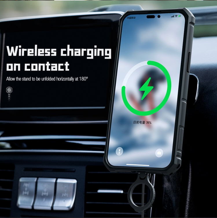 For iPhone 14 Pro NILLKIN CamShield Armor Pro Magnetic Phone Case(Green) - iPhone 14 Pro Cases by NILLKIN | Online Shopping South Africa | PMC TechLife | Buy Now Pay Later Mobicred