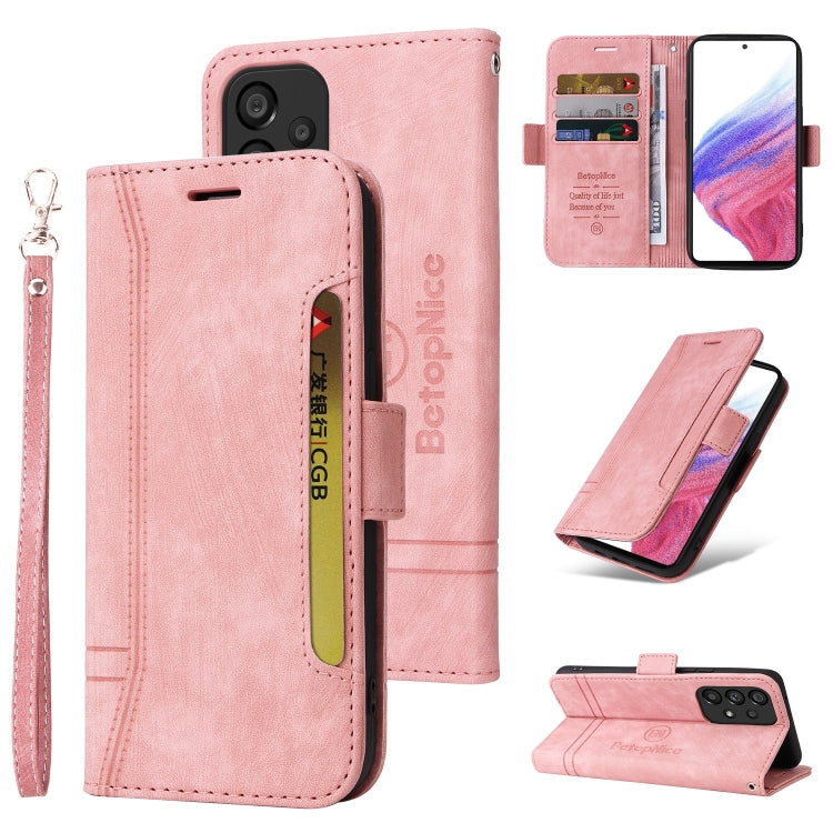 For Samsung Galaxy A53 5G BETOPNICE Dual-side Buckle Leather Phone Case(Pink) - Galaxy Phone Cases by BETOPNICE | Online Shopping South Africa | PMC TechLife | Buy Now Pay Later Mobicred