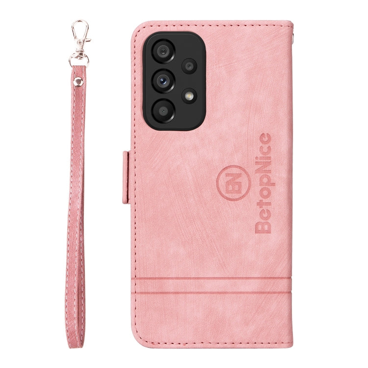 For Samsung Galaxy A53 5G BETOPNICE Dual-side Buckle Leather Phone Case(Pink) - Galaxy Phone Cases by BETOPNICE | Online Shopping South Africa | PMC TechLife | Buy Now Pay Later Mobicred