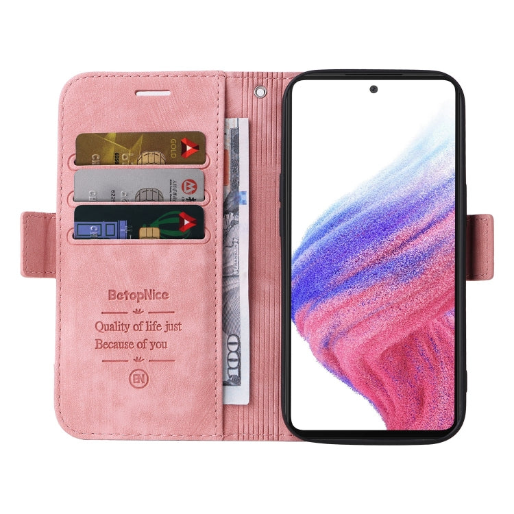 For Samsung Galaxy A53 5G BETOPNICE Dual-side Buckle Leather Phone Case(Pink) - Galaxy Phone Cases by BETOPNICE | Online Shopping South Africa | PMC TechLife | Buy Now Pay Later Mobicred