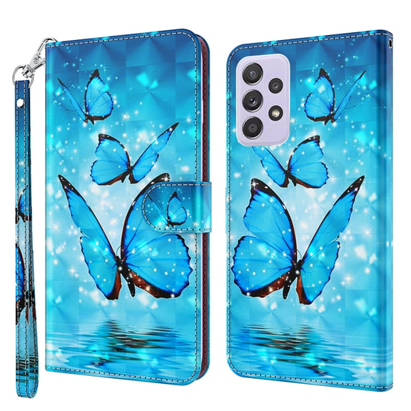 For Samsung Galaxy A23 4G/5G 3D Painting Pattern TPU + PU Leather Phone Case(Three Butterflies)