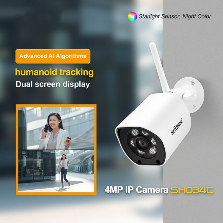 SriHome SH034C 4.0MP AI Humanoid Tracking WiFi Outdoor Surveillance Camera(AU Plug) - Bullet Camera by SriHome | Online Shopping South Africa | PMC TechLife | Buy Now Pay Later Mobicred