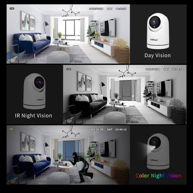 SriHome SH042 2.0MP 1080P HD AI WiFi Pan-tilt Surveillance Camera(EU Plug) - Wireless Camera by SriHome | Online Shopping South Africa | PMC TechLife
