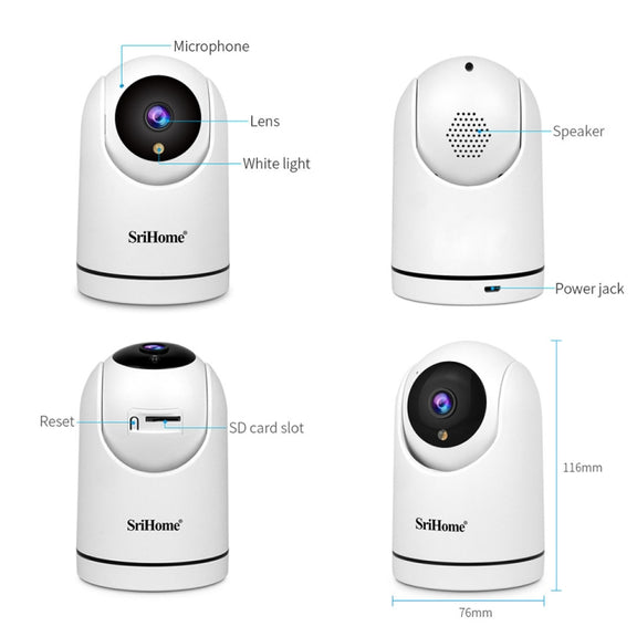 SriHome SH042 2.0MP 1080P HD AI WiFi Pan-tilt Surveillance Camera(EU Plug)