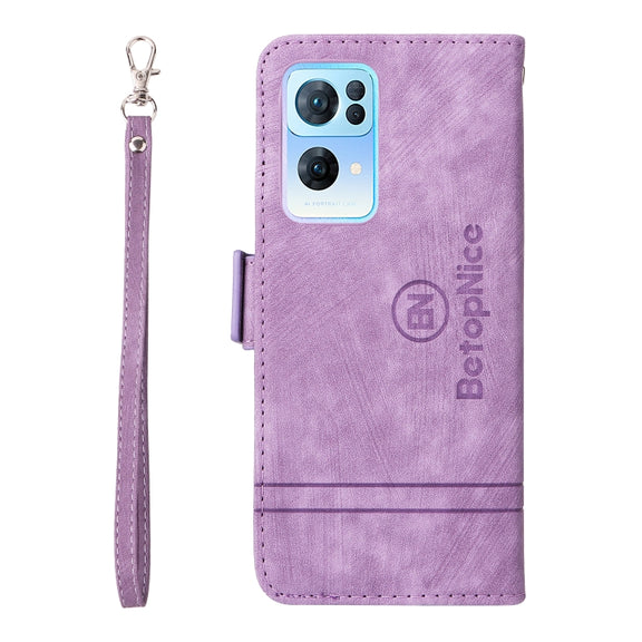 For OPPO Reno 7 Pro 5G BETOPNICE Dual-side Buckle Leather Phone Case(Purple)