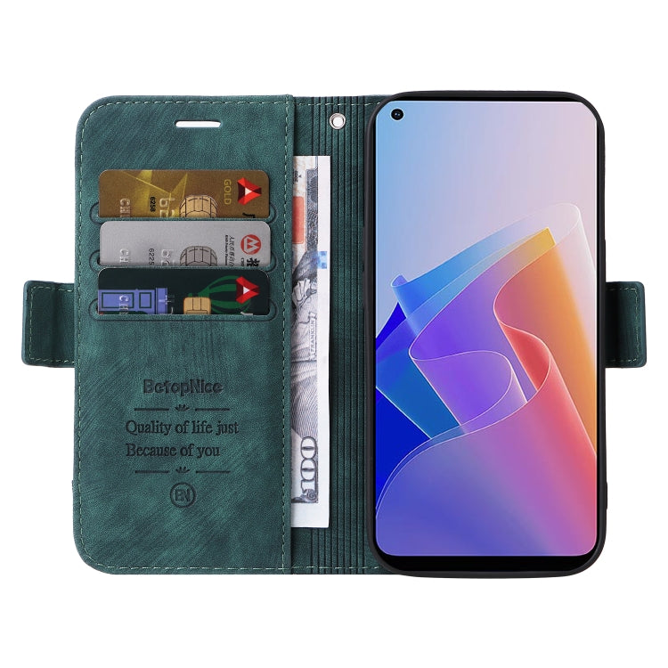 For OPPO Reno 7Z 5G BETOPNICE Dual-side Buckle Leather Phone Case(Green) - OPPO Cases by BETOPNICE | Online Shopping South Africa | PMC TechLife | Buy Now Pay Later Mobicred