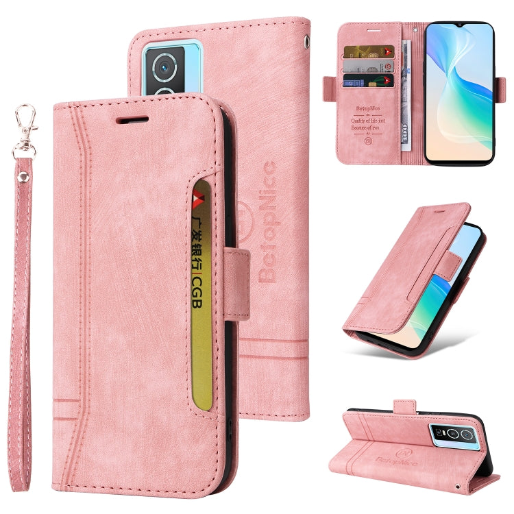 For vivo Y76 5G BETOPNICE Dual-side Buckle Leather Phone Case(Pink) - vivo Cases by BETOPNICE | Online Shopping South Africa | PMC TechLife | Buy Now Pay Later Mobicred