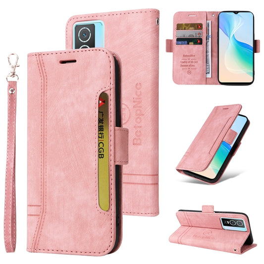 For vivo Y76 5G BETOPNICE Dual-side Buckle Leather Phone Case(Pink) - vivo Cases by BETOPNICE | Online Shopping South Africa | PMC Jewellery | Buy Now Pay Later Mobicred