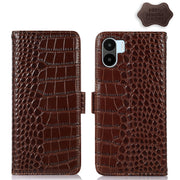 For Xiaomi Redmi A1 Crocodile Top Layer Cowhide Leather Phone Case(Brown)