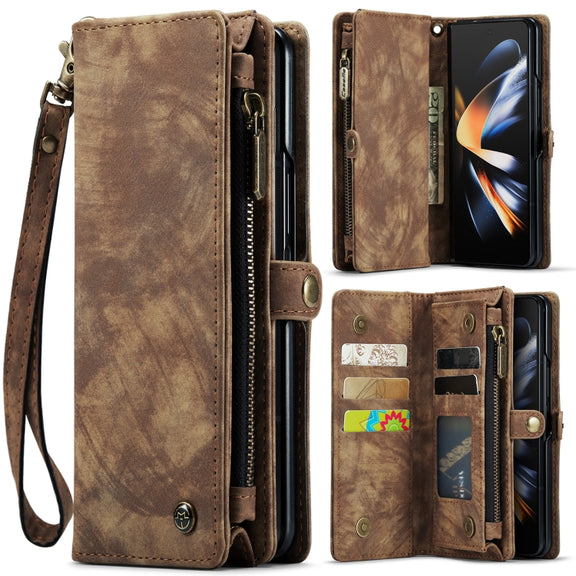 For Samsung Galaxy Z Fold4 CaseMe 008 Detachable Multifunctional Leather Phone Case(Brown)