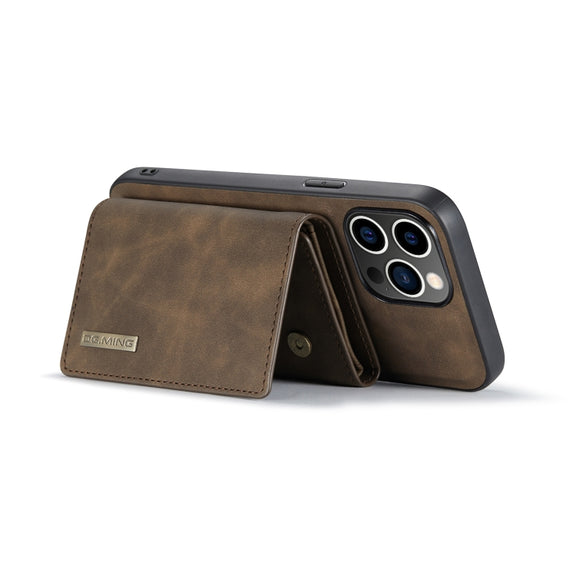 For iPhone 14 Pro DG.MING M1 Series 3-Fold Multi Card Wallet Leather Case(Coffee)