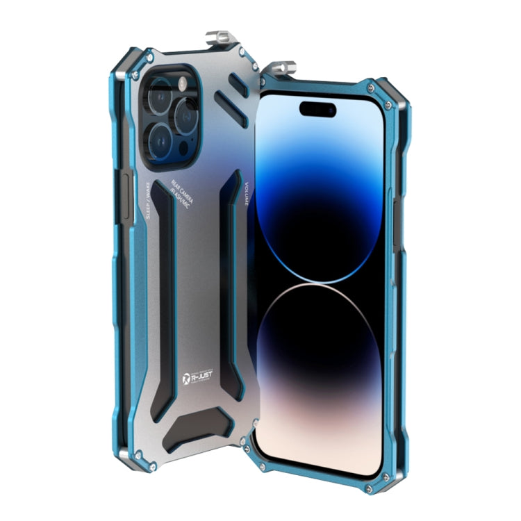 For iPhone 14 Pro Max R-JUST RJ17 Shockproof Armor Metal Phone Case(Blue) - iPhone 14 Pro Max Cases by R-JUST | Online Shopping South Africa | PMC TechLife | Buy Now Pay Later Mobicred