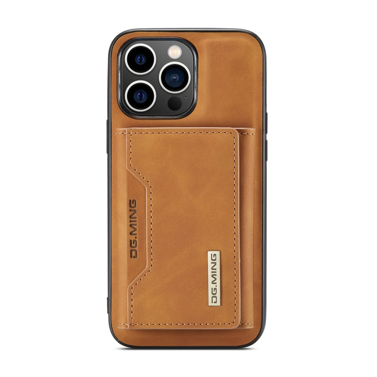 For iPhone 14 Pro Max DG.MING M2 Series 3-Fold Card Bag Leather Case(Brown)