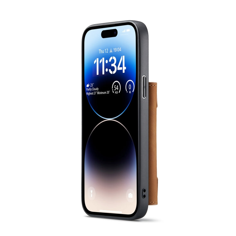 For iPhone 14 Pro Max DG.MING M2 Series 3-Fold Card Bag Leather Case(Brown)