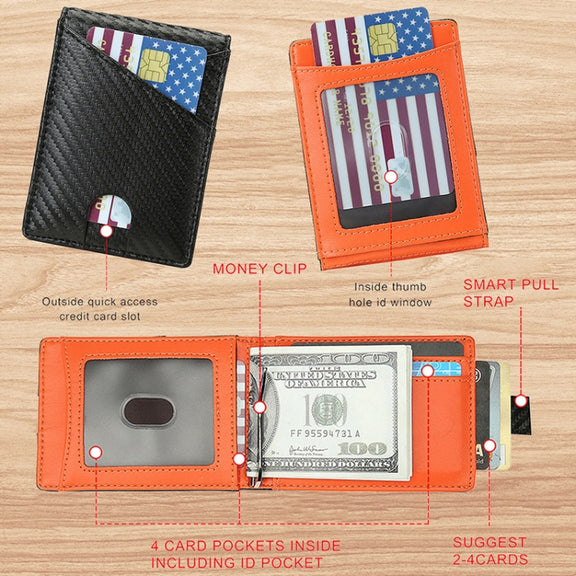 W2108A1 RFID Carbon fiber Business Wallet For Men(Black)