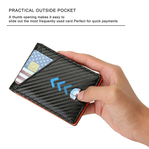 W2108A1 RFID Carbon fiber Business Wallet For Men(Orange)