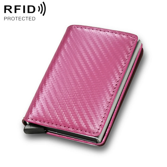 C1804H1 RFID Carbon Fiber Wallet For Men(Pink Carbon Fiber) - Antimagnetic RFID Package by PMC Jewellery | Online Shopping South Africa | PMC Jewellery | Buy Now Pay Later Mobicred