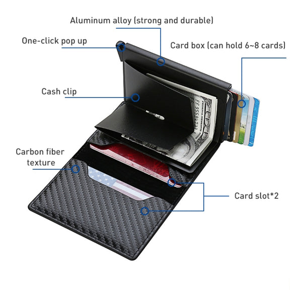 C1804H1 RFID Carbon Fiber Wallet For Men(Black Carbon Fibers)