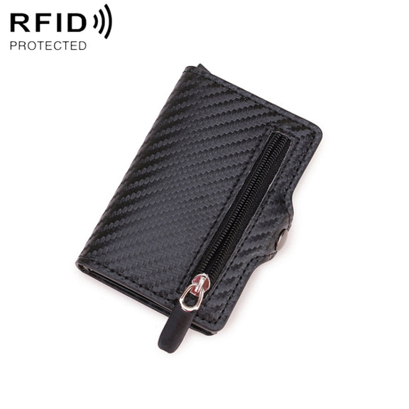 C1911H9 RFID Multi-card PU Leather Metal Card Package(Carbon Fibers Black)