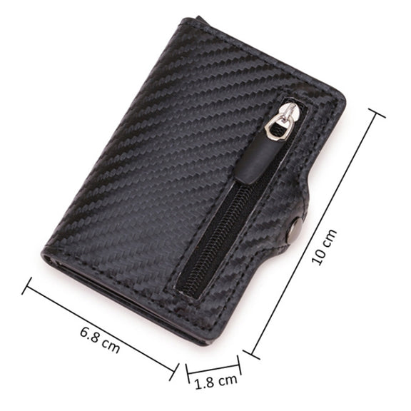 C1911H9 RFID Multi-card PU Leather Metal Card Package(Carbon Fibers Black)