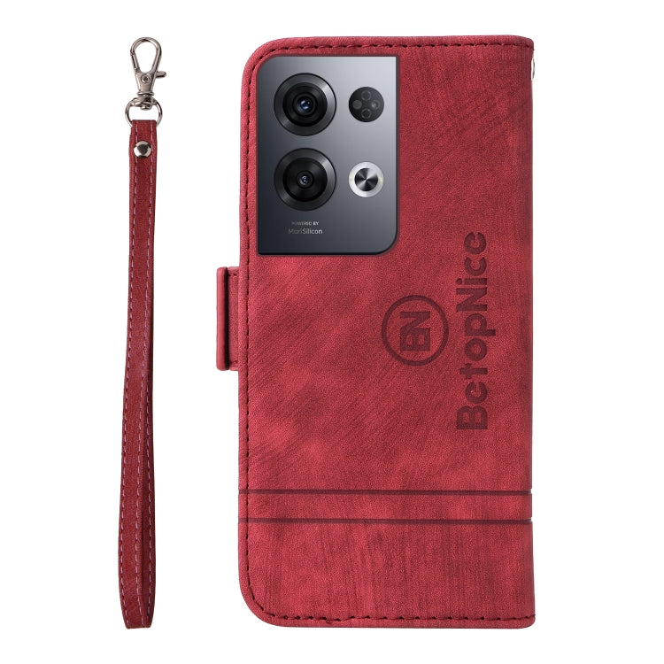 For OPPO Reno8 Pro 5G Global / Reno8 Pro+ BETOPNICE Dual-side Buckle Leather Phone Case(Red) - Realme Cases by BETOPNICE | Online Shopping South Africa | PMC TechLife | Buy Now Pay Later Mobicred