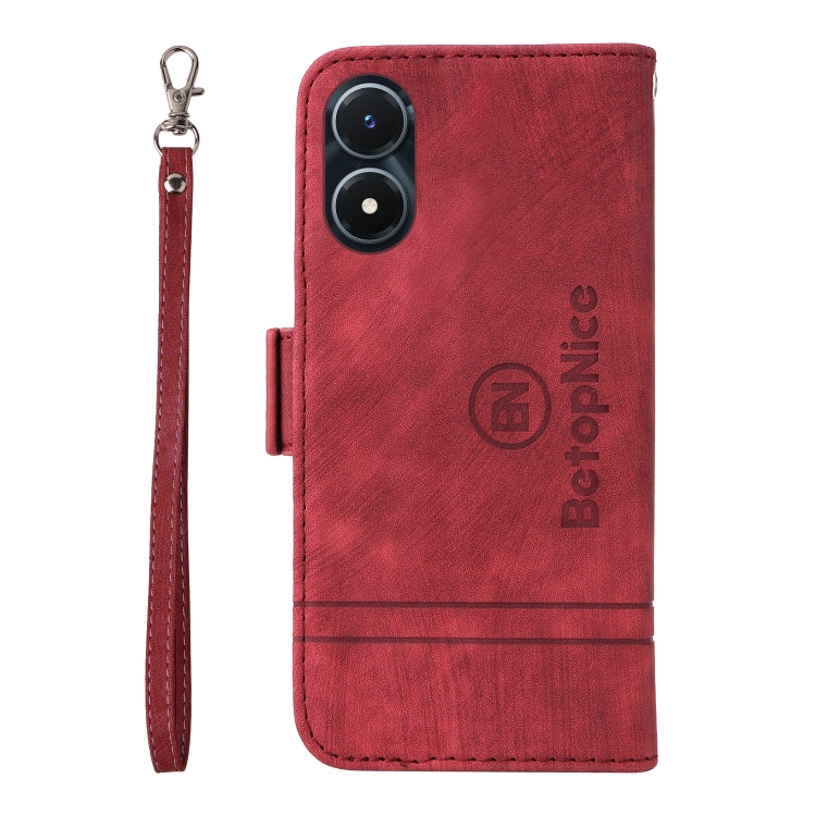 For vivo Y02s / Y16 4G BETOPNICE Dual-side Buckle Leather Phone Case(Red) - vivo Cases by BETOPNICE | Online Shopping South Africa | PMC TechLife | Buy Now Pay Later Mobicred