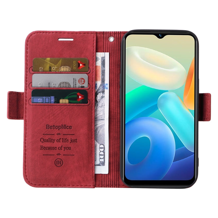 For vivo Y02s / Y16 4G BETOPNICE Dual-side Buckle Leather Phone Case(Red) - vivo Cases by BETOPNICE | Online Shopping South Africa | PMC TechLife | Buy Now Pay Later Mobicred