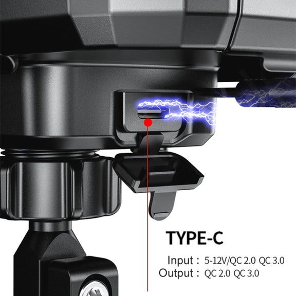 Kewig M18S-A1 Motorcycle / Bicycle Handlebar Wireless Charging Water-resistant Box Mobile Phone Holder