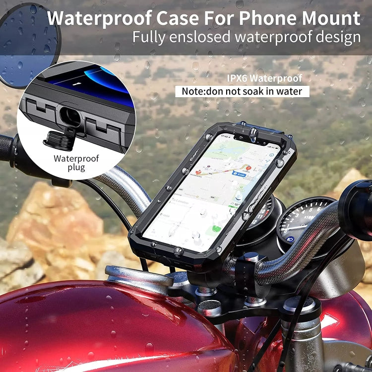 Kewig M18L-A2 Motorcycle / Bicycle Rearview Mirror Wireless Charging Water-resistant Box Mobile Phone Holder
