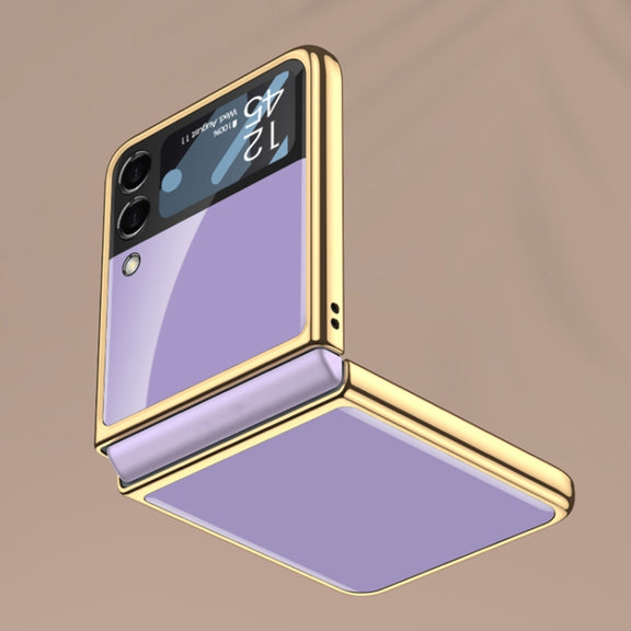 For Samsung Galaxy Z Flip4 GKK Integrated Electroplating Painted Glass Phone Case(Black)