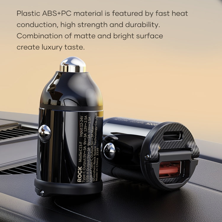 ROCK C13-F H18 Mini Portable Dual Port USB + USB-C / Type-C Car Fast Charger - free shipping - PMC TechLife - Order now!