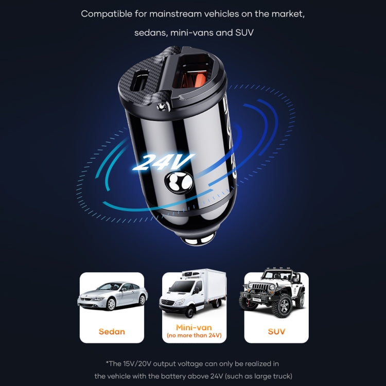 ROCK C13-F H18 Mini Portable Dual Port USB + USB-C / Type-C Car Fast Charger - free shipping - PMC TechLife - Order now!