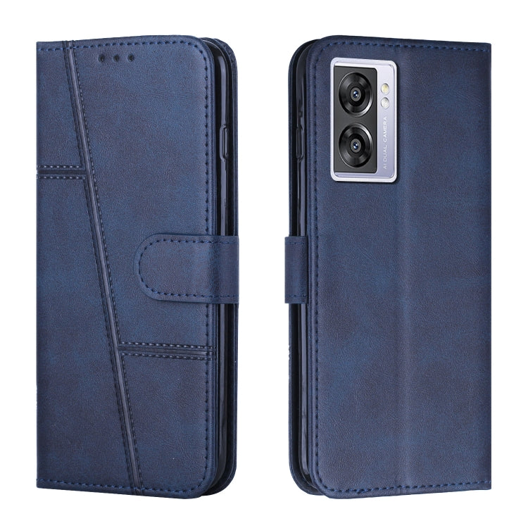 Stitching Calf Texture Buckle Leather Phone Case For OPPO A57 5G/Realme V23/A77 5G/A57 4G Global/A57e 4G Global/A57s 4G Global/A77 4G Global/OnePlus Nord N20 SE 4G Global(Blue) - free shipping - PMC TechLife - Order now!