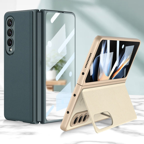For Samsung Galaxy Z Fold4 GKK Integrated Ultra-thin Folding Leather Phone Case with Stand(Green)