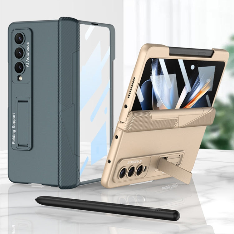 For Samsung Galaxy Z Fold4 GKK Integrated Magnetic Folding Phone Case with Pen Slot(Grey)