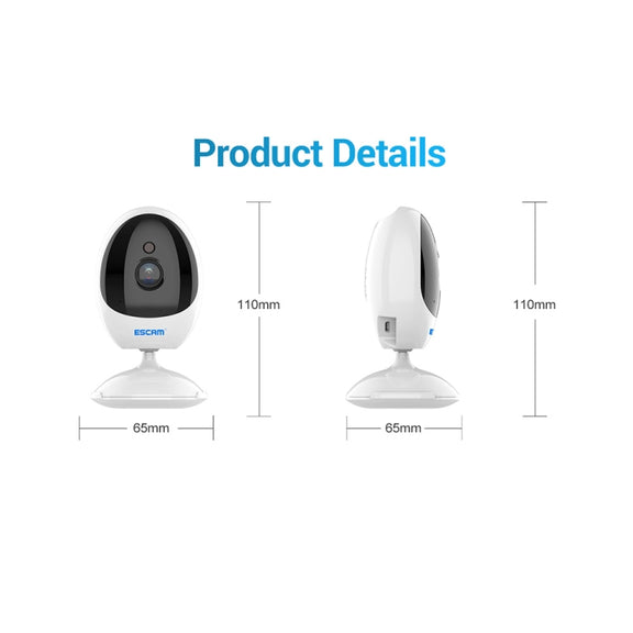 ESCAM QF006 3MP 1296P HD Indoor Wireless PTZ IP Camera IR Night Vision AI Humanoid Detection Home Security CCTV Monitor, Plug Type:AU Plug(White)